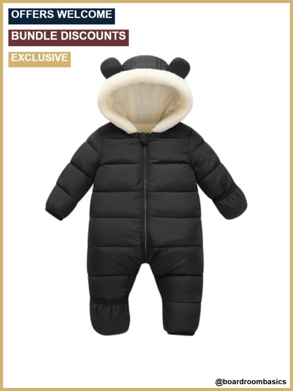 Unisex Infant Snowsuit Removable Fur Collar Winter Jumpsuit